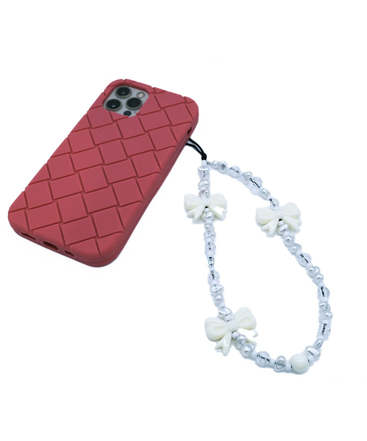 ribbon phone strap/携帯ストラップ/スマホ(white)