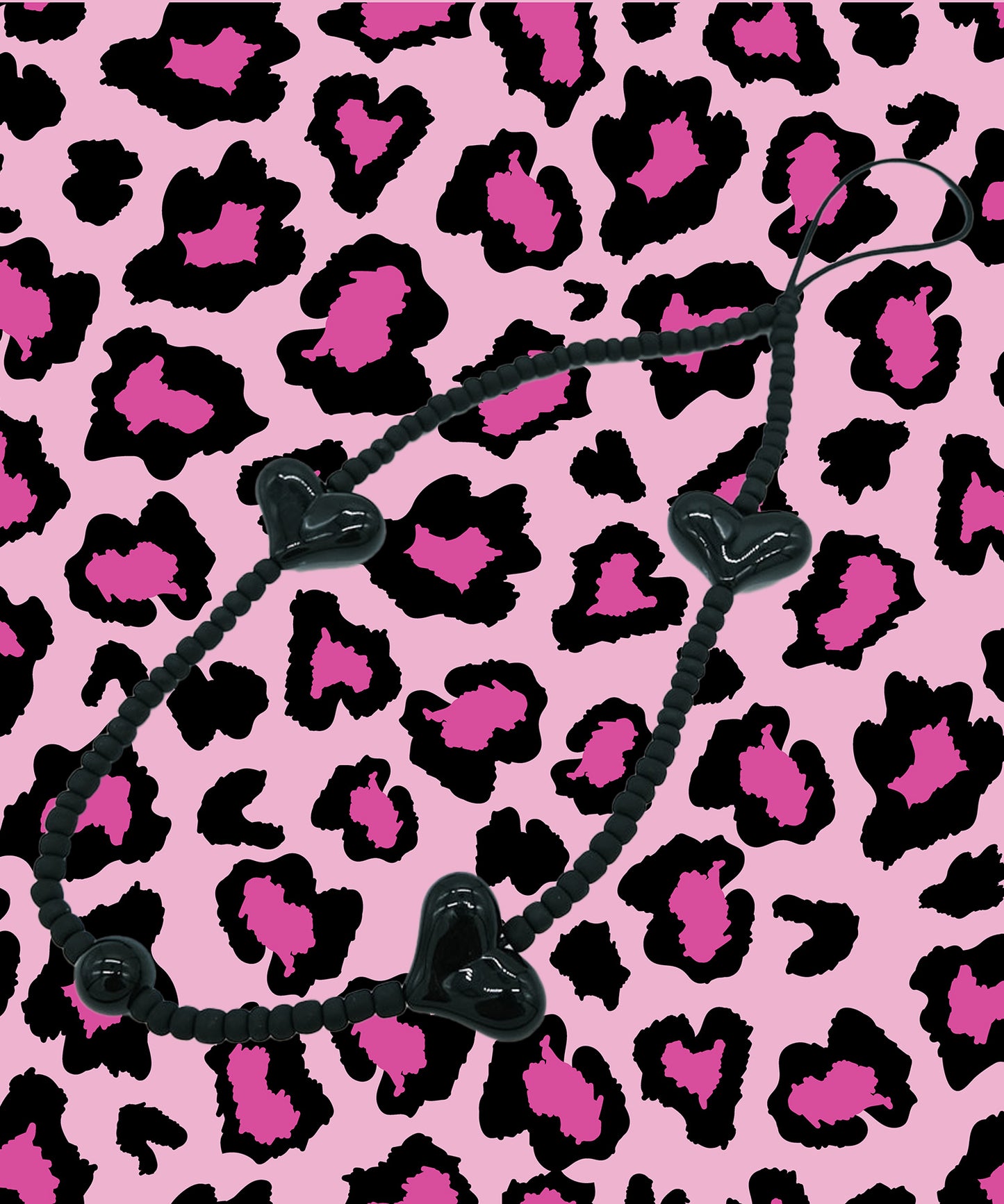 pink three hurt phone strap/携帯ストラップ/スマホ(マットブラック)