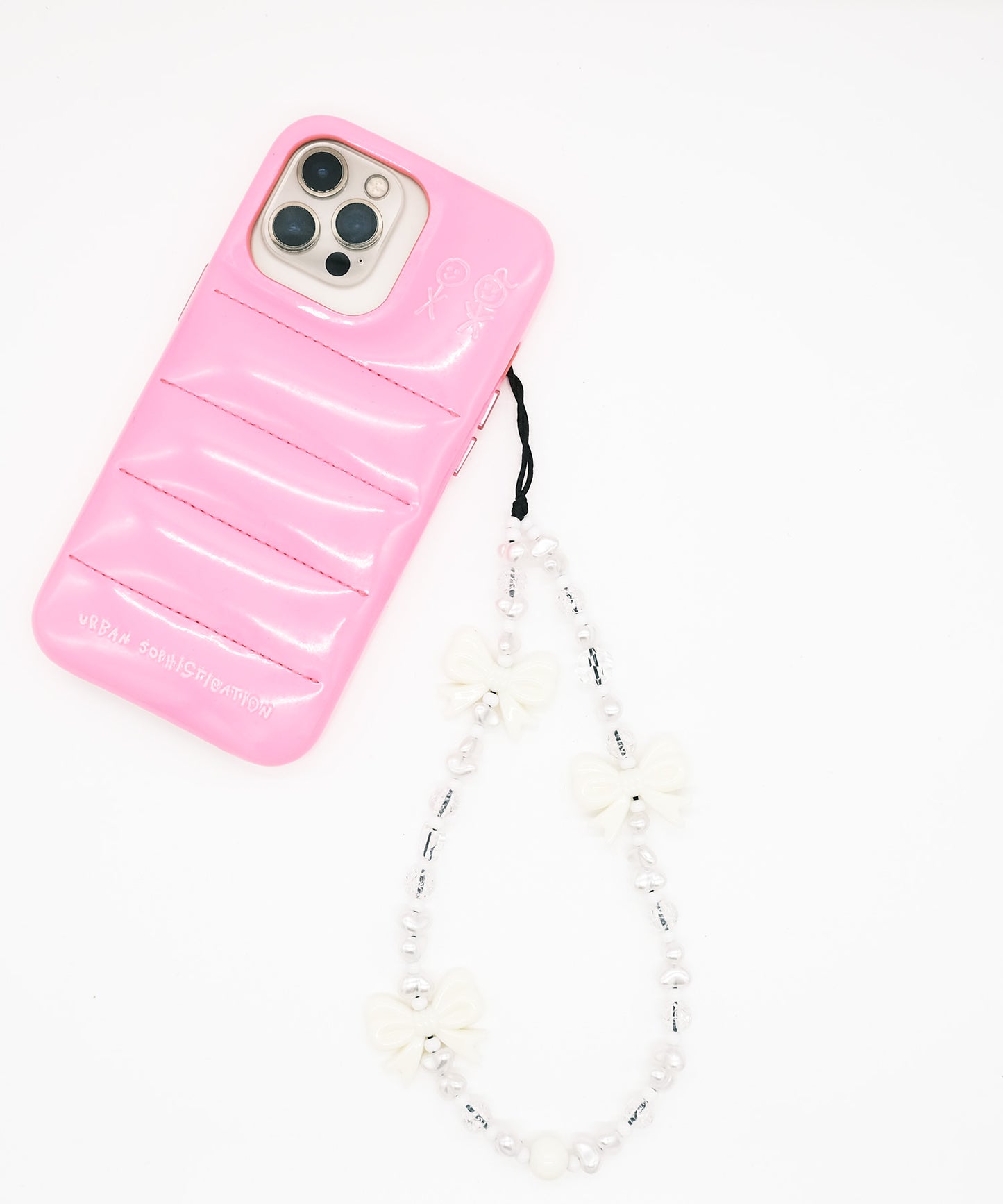ribbon phone strap/携帯ストラップ/スマホ(white)