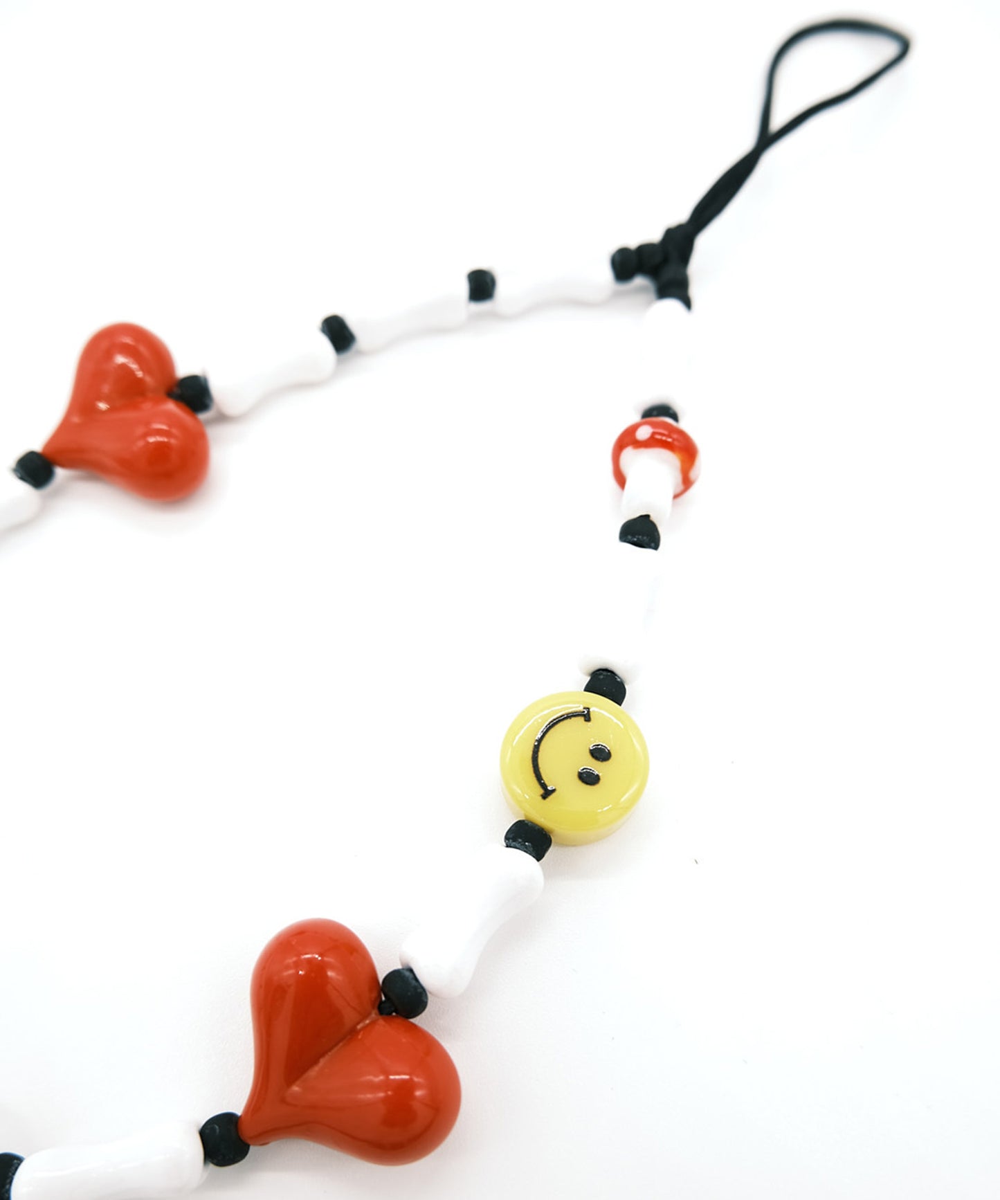 Smile plate hurt  phone  strap/携帯ストラップ/スマホ(ホワイトxレッド)