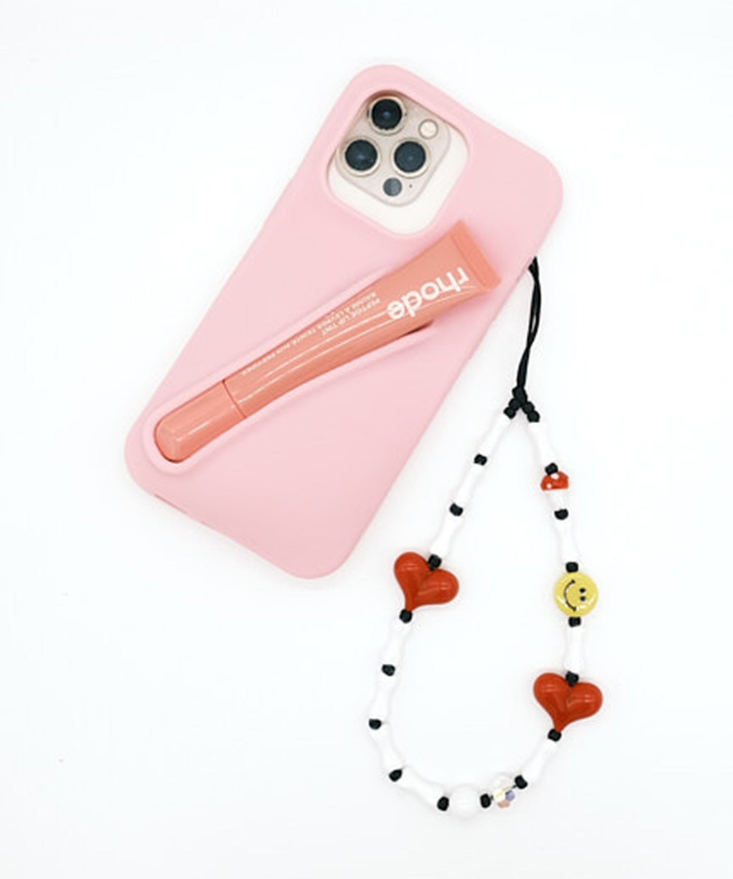 Smile plate hurt  phone  strap/携帯ストラップ/スマホ(ホワイトxレッド)