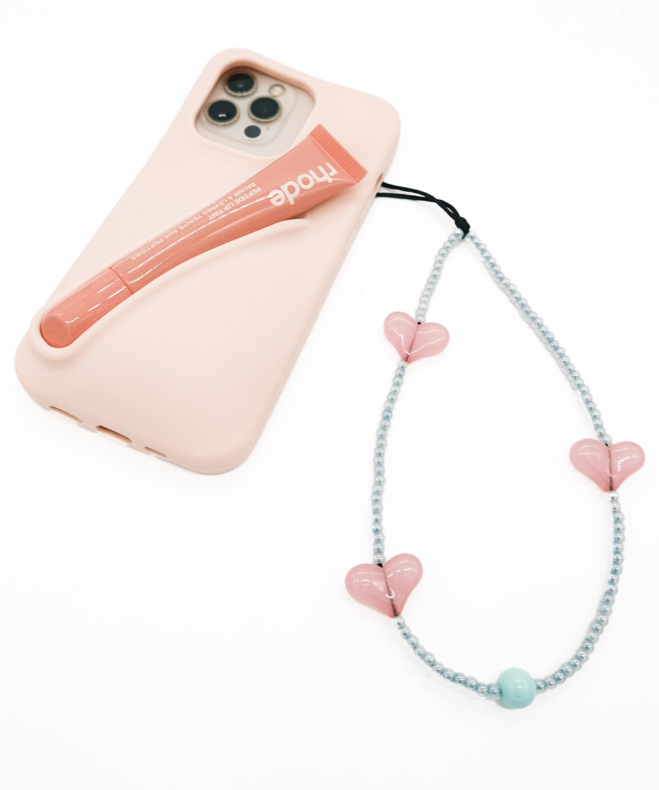 pink three hurt phone strap/携帯ストラップ/スマホ(ピンクxライトグリーン)