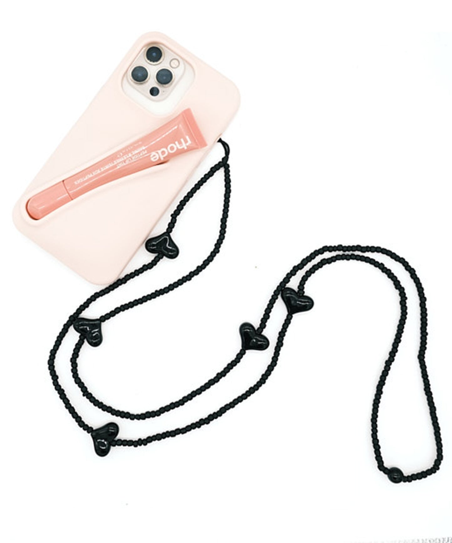black hurt long phone strap/携帯ストラップ/スマホ (ブラック)
