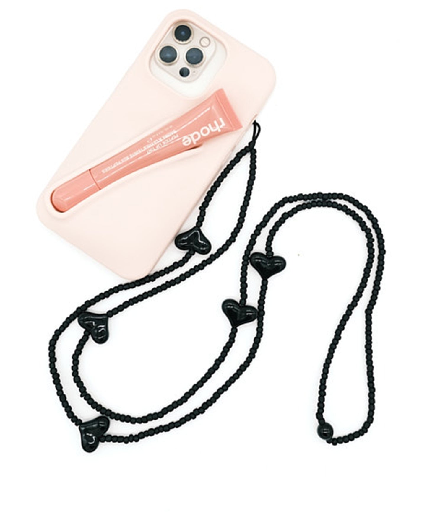 black hurt long phone strap/携帯ストラップ/スマホ (ブラック)